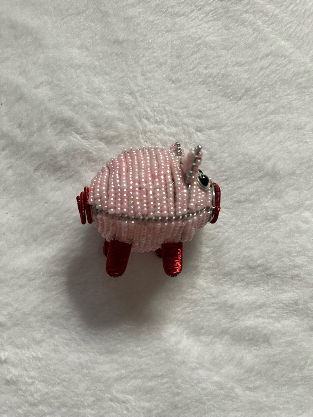 Pig Beaded Pink Pig Charm with Red Accents gift knick knacks